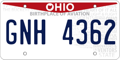 OH license plate GNH4362