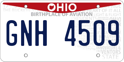 OH license plate GNH4509
