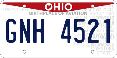 OH license plate GNH4521