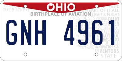 OH license plate GNH4961