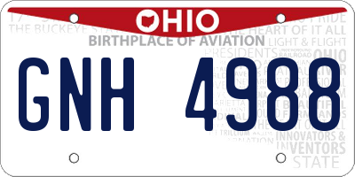 OH license plate GNH4988