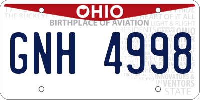 OH license plate GNH4998