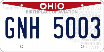 OH license plate GNH5003