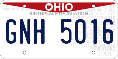 OH license plate GNH5016