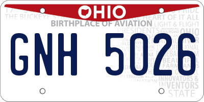 OH license plate GNH5026