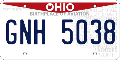 OH license plate GNH5038