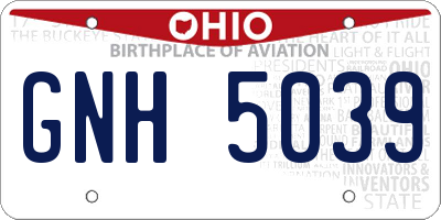 OH license plate GNH5039