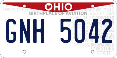 OH license plate GNH5042