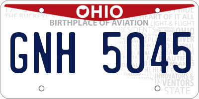 OH license plate GNH5045