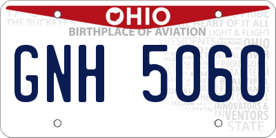 OH license plate GNH5060