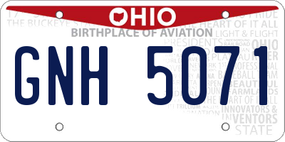 OH license plate GNH5071