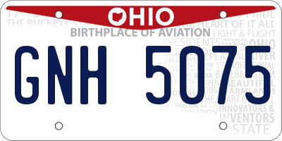 OH license plate GNH5075
