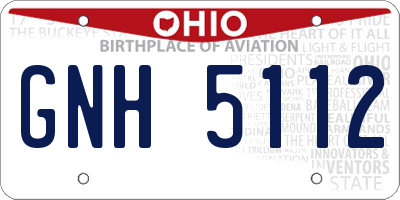 OH license plate GNH5112