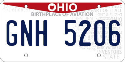OH license plate GNH5206