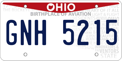 OH license plate GNH5215