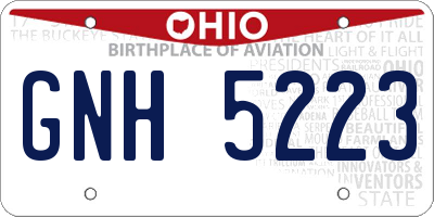 OH license plate GNH5223