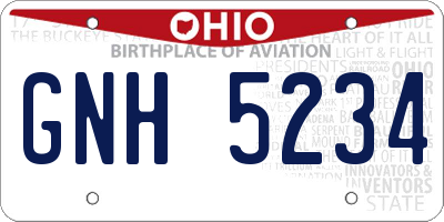 OH license plate GNH5234