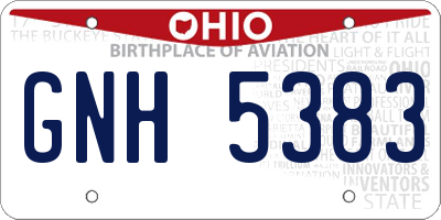 OH license plate GNH5383