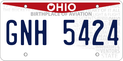 OH license plate GNH5424