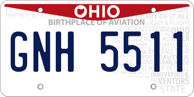OH license plate GNH5511