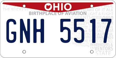 OH license plate GNH5517