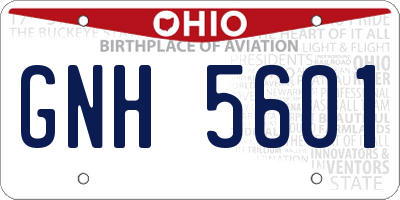 OH license plate GNH5601