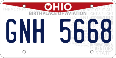 OH license plate GNH5668
