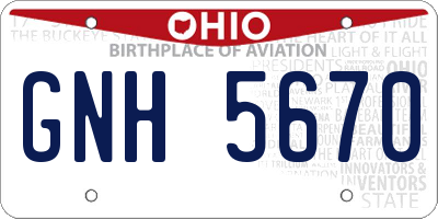 OH license plate GNH5670