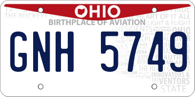 OH license plate GNH5749