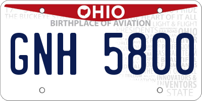 OH license plate GNH5800