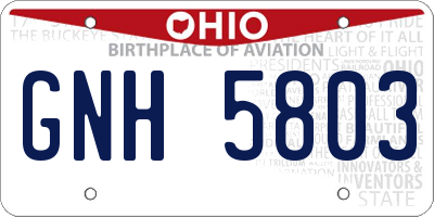 OH license plate GNH5803