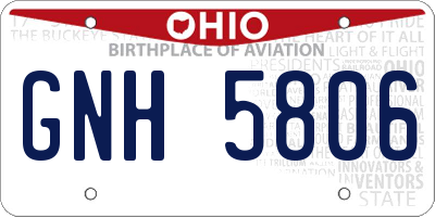 OH license plate GNH5806