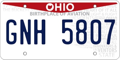 OH license plate GNH5807