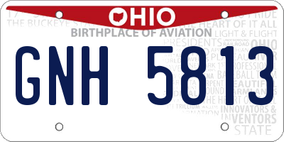 OH license plate GNH5813