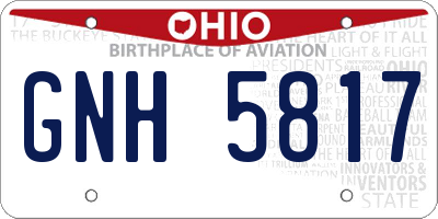 OH license plate GNH5817