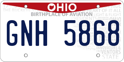 OH license plate GNH5868