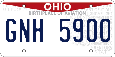 OH license plate GNH5900