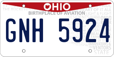 OH license plate GNH5924