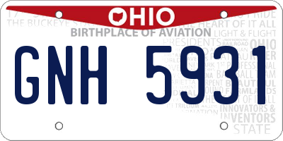 OH license plate GNH5931