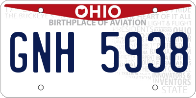 OH license plate GNH5938