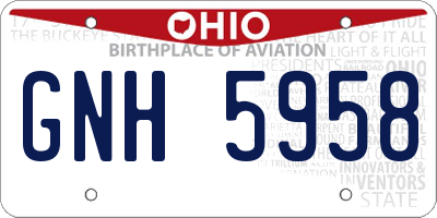 OH license plate GNH5958