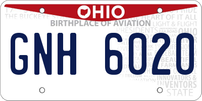 OH license plate GNH6020