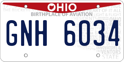 OH license plate GNH6034