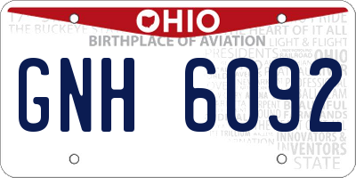 OH license plate GNH6092