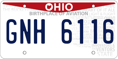 OH license plate GNH6116