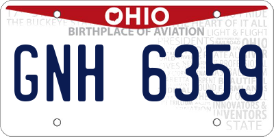 OH license plate GNH6359