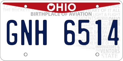 OH license plate GNH6514