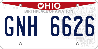 OH license plate GNH6626