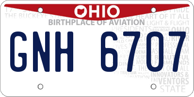 OH license plate GNH6707