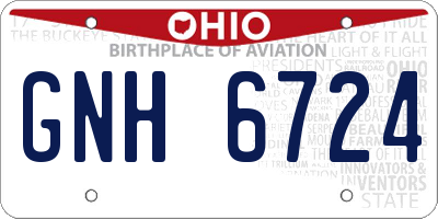 OH license plate GNH6724